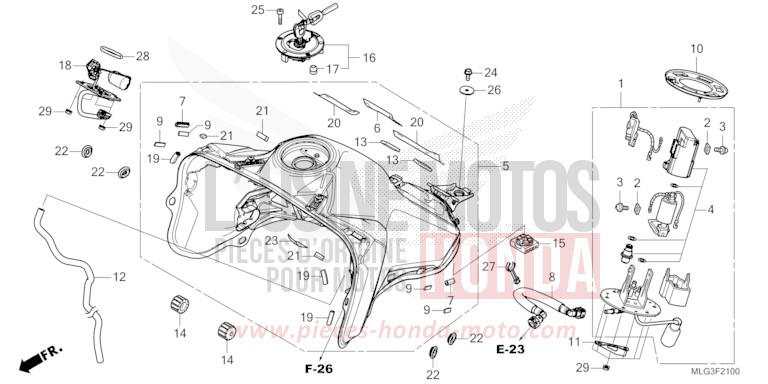RESERVOIR A CARBURANT/POMPE A CARBURANT (1) de Africa Twin DCT PEARL GLARE WHITE (NHB53H) 2022